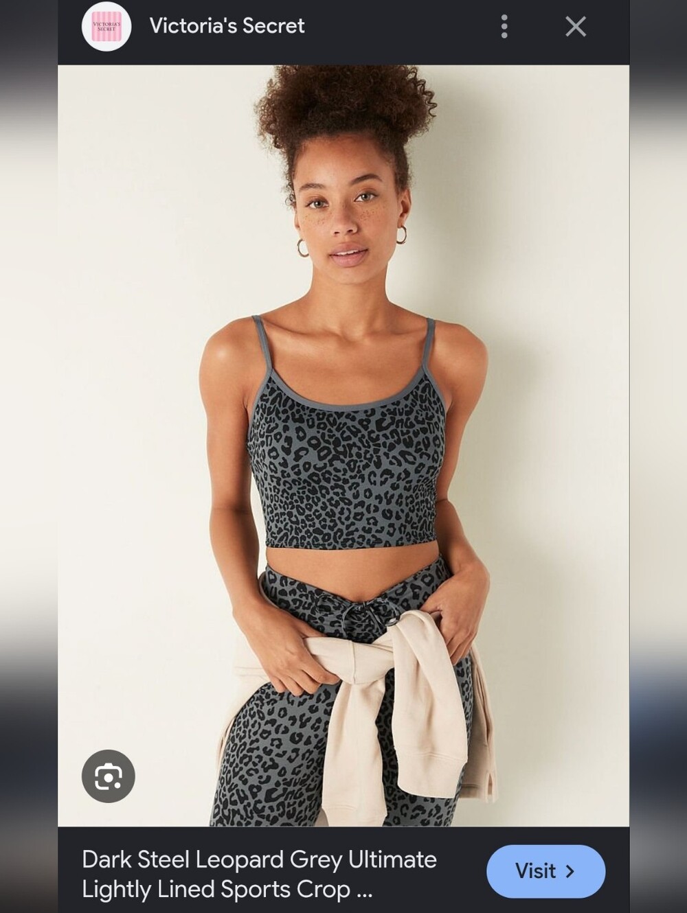 PINK Victoria's Secret Dark Steel Leopard Grey Ultimate Lightly Lined Bralette